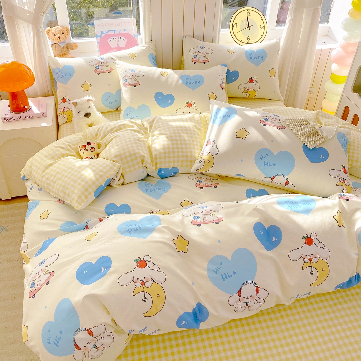 91家纺网 家纺一手货源 找家纺 小懒猪 2026新款全棉印花卡通系列四件套 童梦汪旅