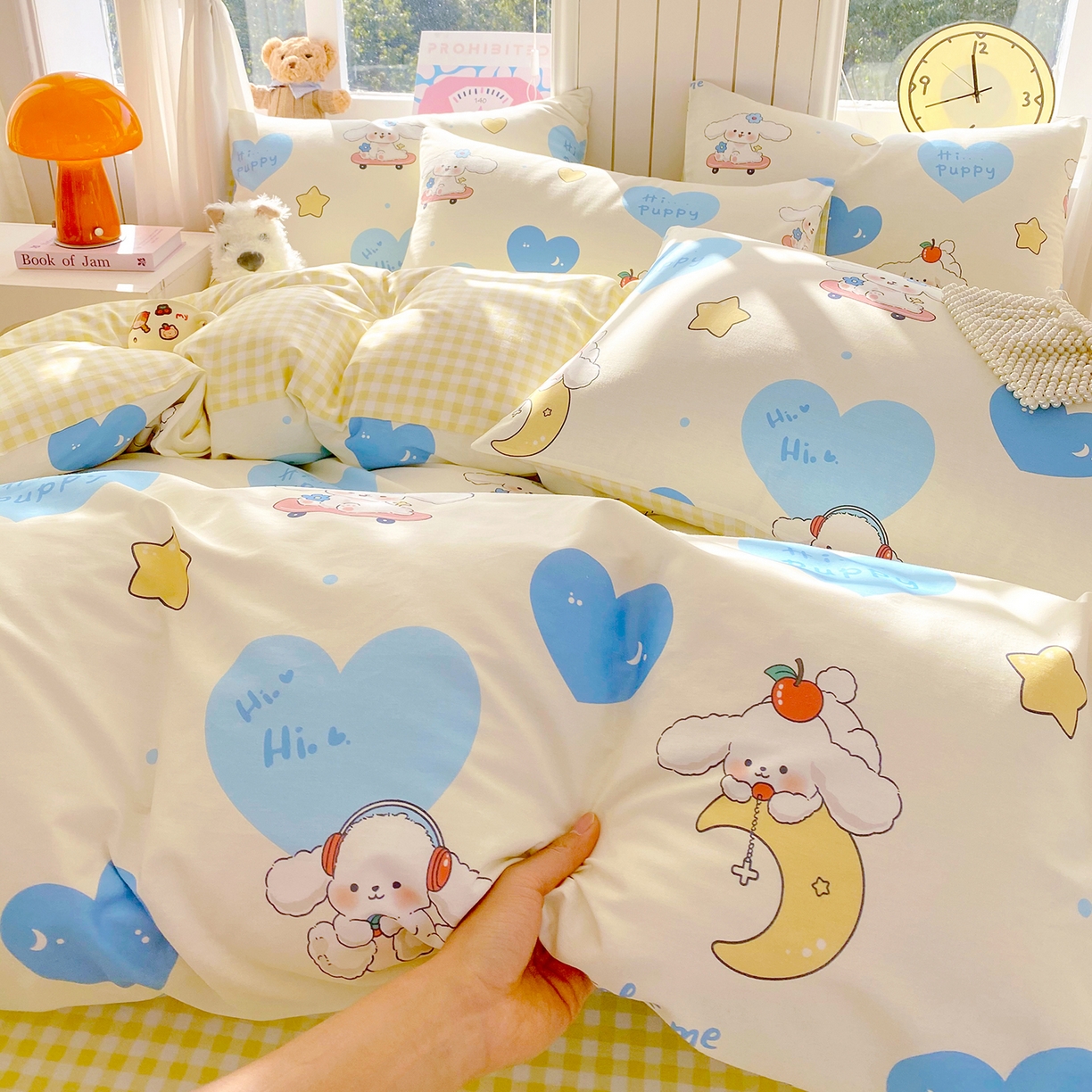 91家纺网 家纺一手货源 找家纺 小懒猪 2026新款全棉印花卡通系列四件套 童梦汪旅