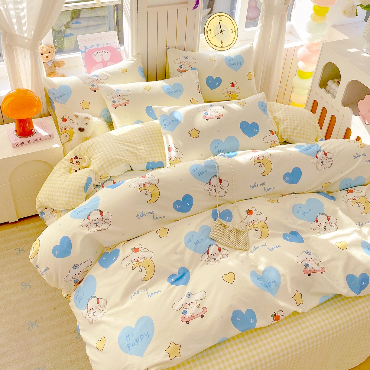 91家纺网 家纺一手货源 找家纺 小懒猪 2026新款全棉印花卡通系列四件套 童梦汪旅