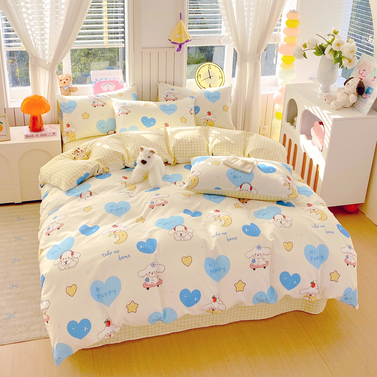 91家纺网 家纺一手货源 找家纺 小懒猪 2026新款全棉印花卡通系列四件套 童梦汪旅