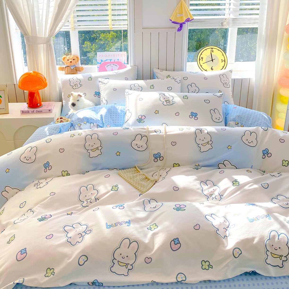 91家纺网 家纺一手货源 找家纺 小懒猪 2026新款全棉印花卡通系列四件套 星兔软糖