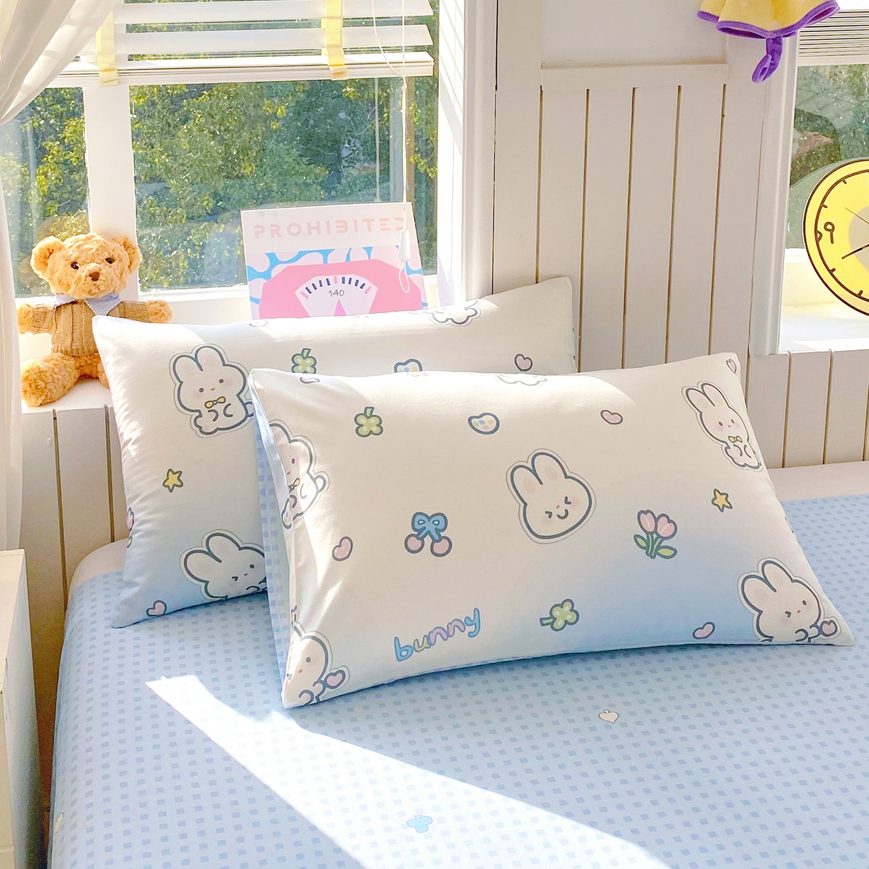 91家纺网 家纺一手货源 找家纺 小懒猪 2026新款全棉印花卡通系列四件套 星兔软糖