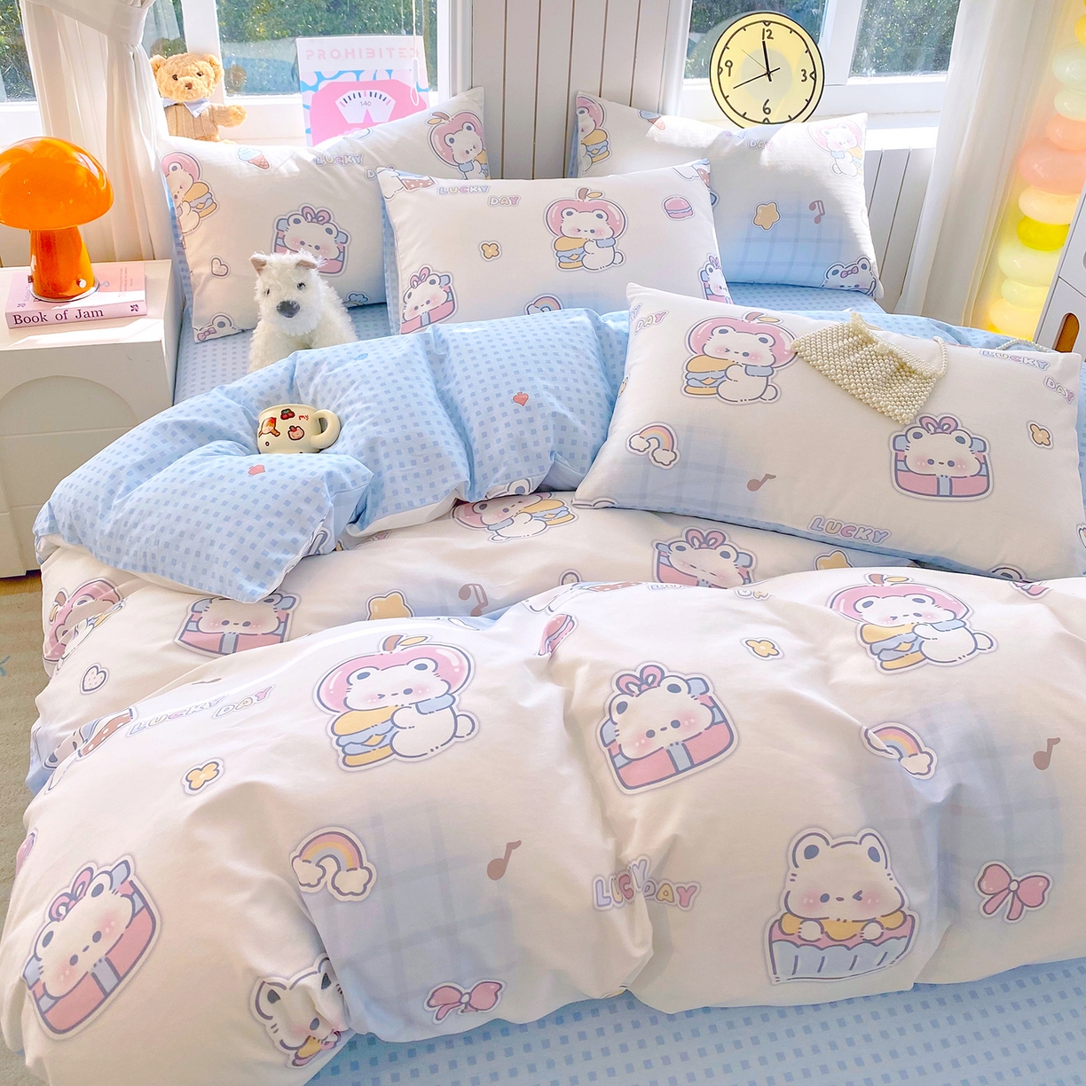 91家纺网 家纺一手货源 找家纺 小懒猪 2026新款全棉印花卡通系列四件套 元气熊仔