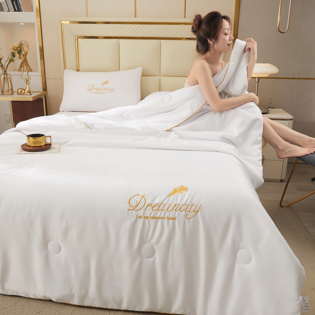 91家纺网 家纺一手货源 找家纺 （总）好尚居 2026新款水洗真丝刺绣夏被被子被芯四件套