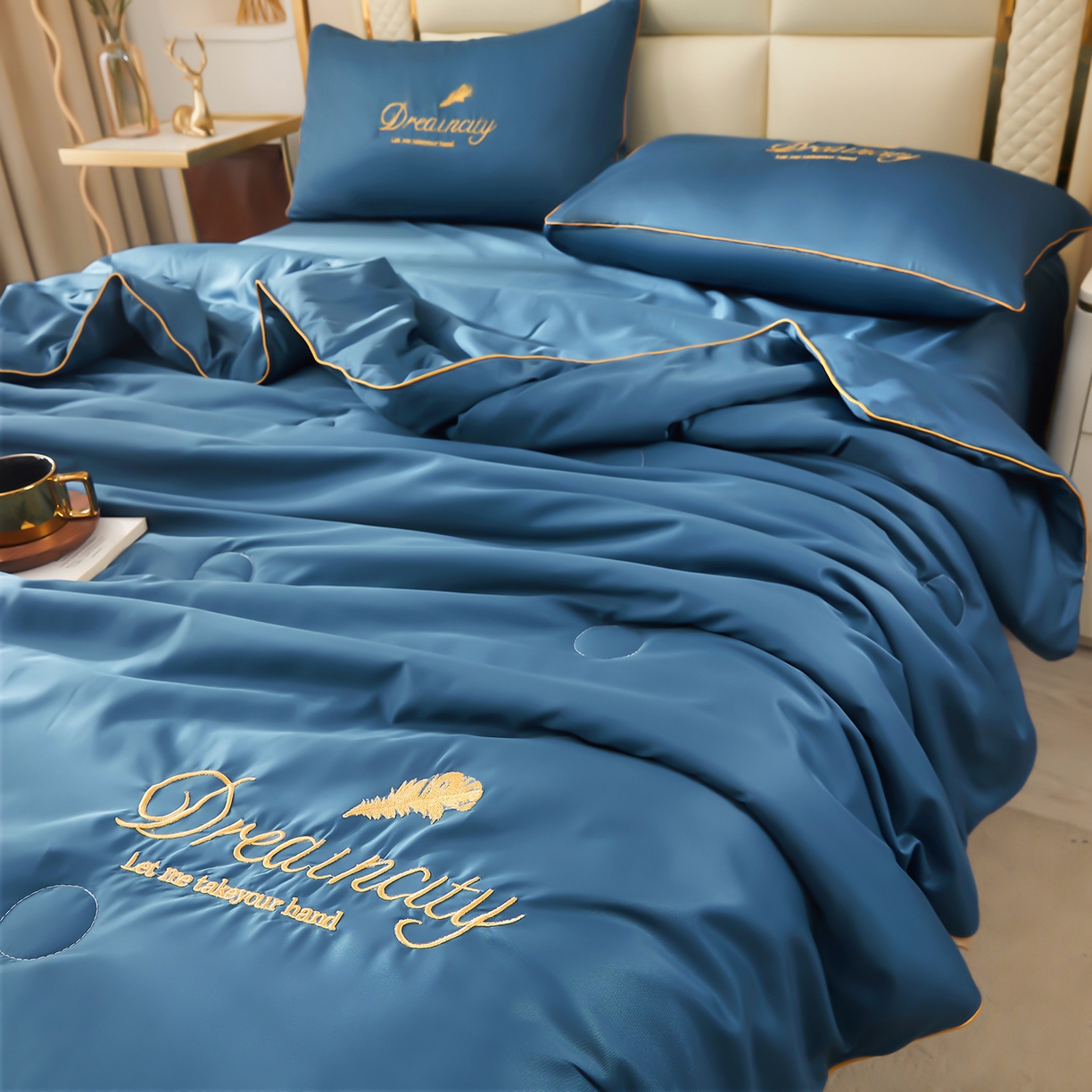 91家纺网 家纺一手货源 找家纺 （总）好尚居 2026新款水洗真丝刺绣夏被被子被芯四件套