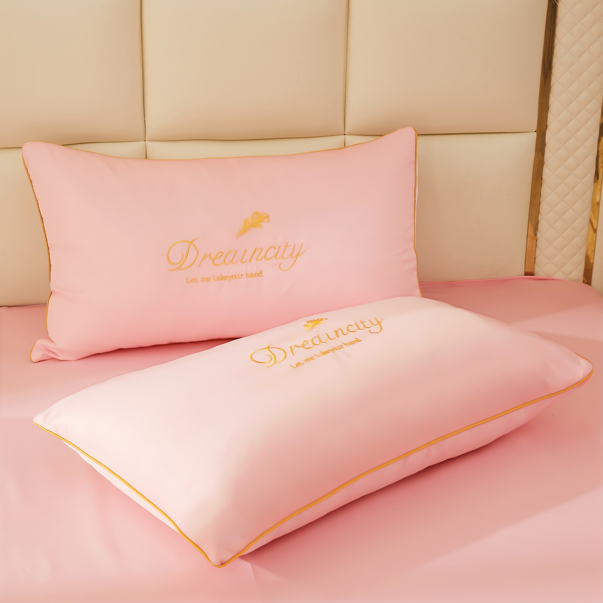 91家纺网 家纺一手货源 找家纺 好尚居 2026新款水洗真丝刺绣夏被被子被芯四件套 粉玉