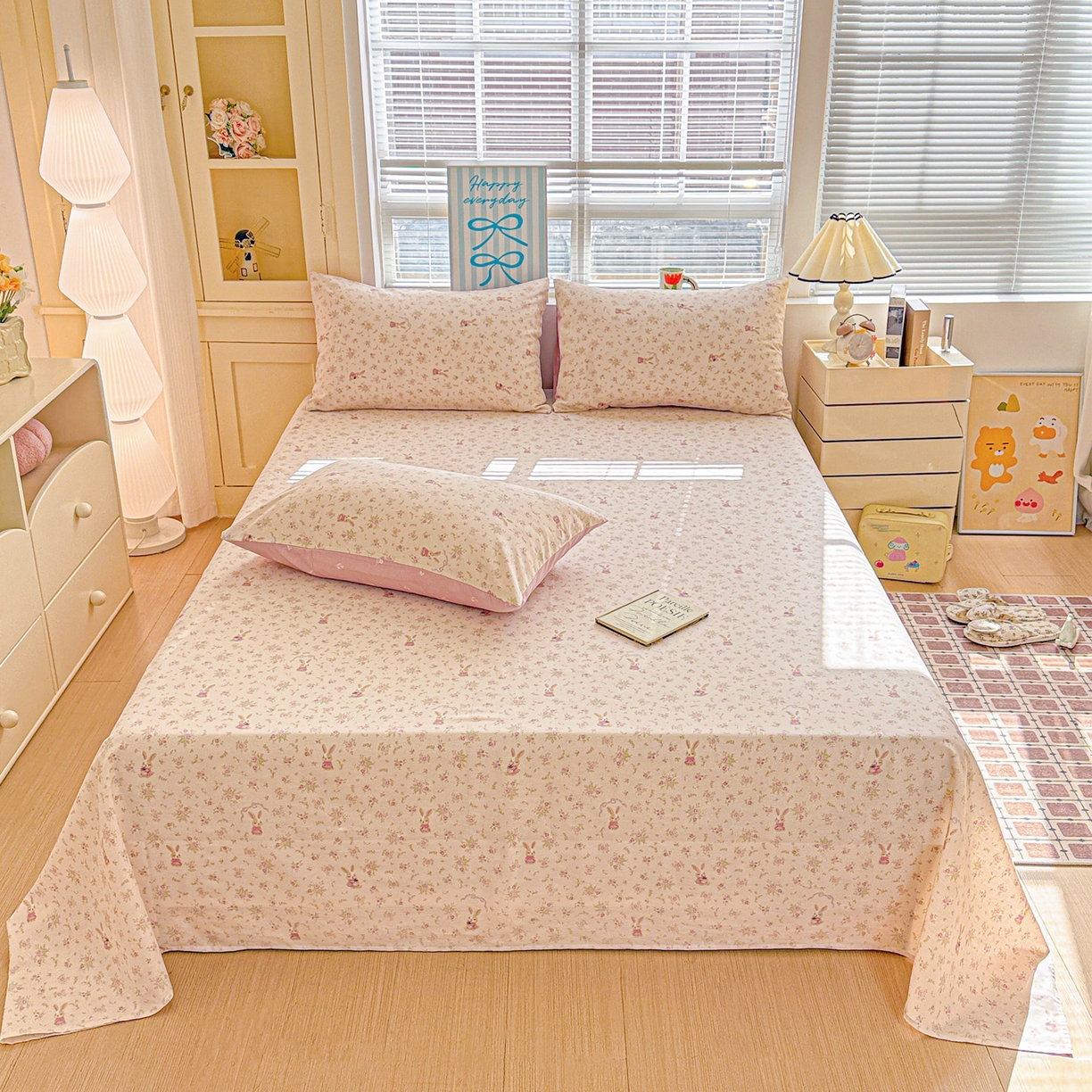 名品家纺 2026新款100%纯棉床单系列 布拉格兔兔