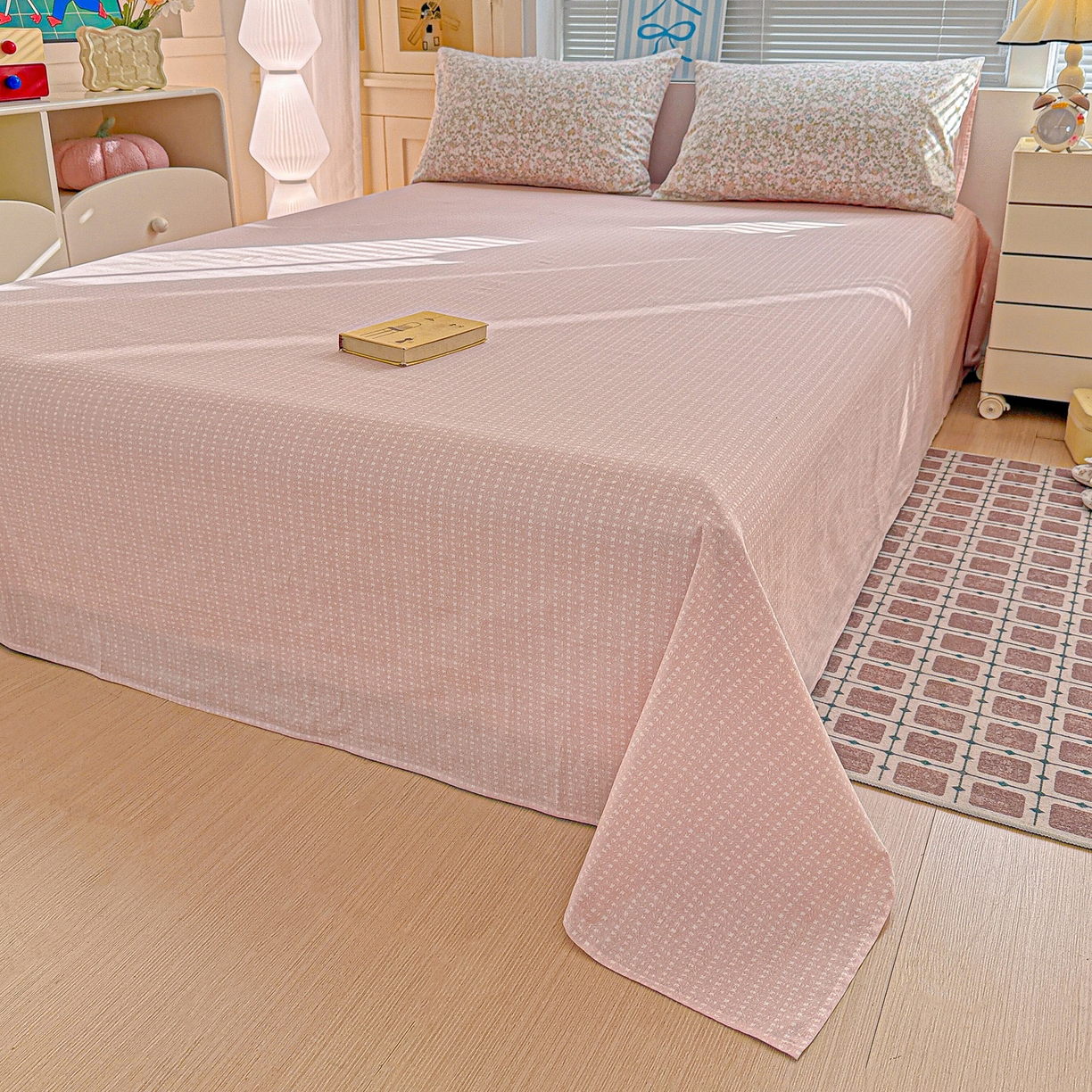 91家纺网 家纺一手货源 找家纺 名品家纺 2026新款100%纯棉床单系列 粉色物语