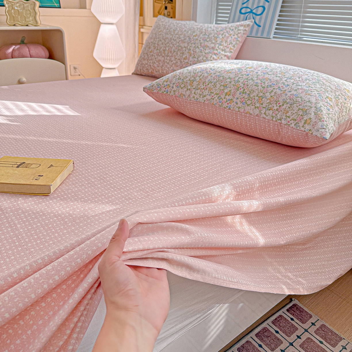 91家纺网 家纺一手货源 找家纺 名品家纺 2026新款100%纯棉床单系列 粉色物语