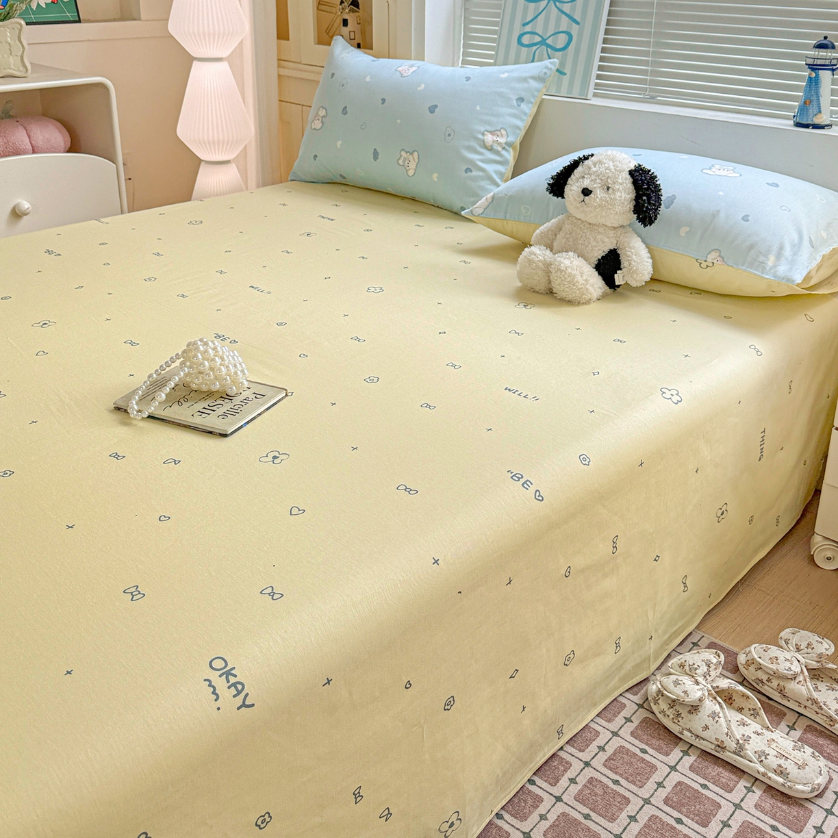 91家纺网 家纺一手货源 找家纺 名品家纺 2026新款100%纯棉床单系列 蝴蝶结花朵