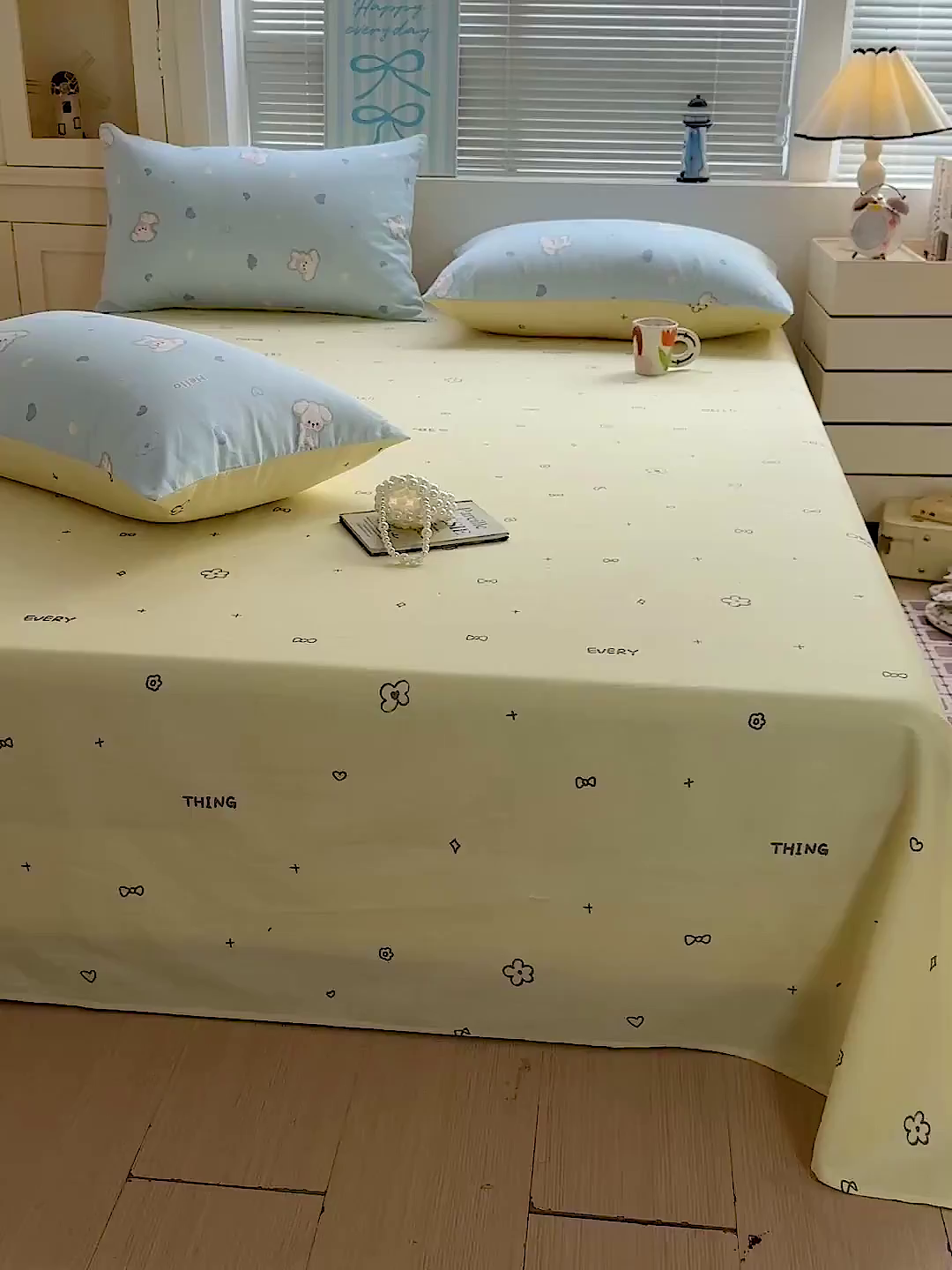 91家纺网 家纺一手货源 找家纺 名品家纺 2026新款100%纯棉床单系列 蝴蝶结花朵