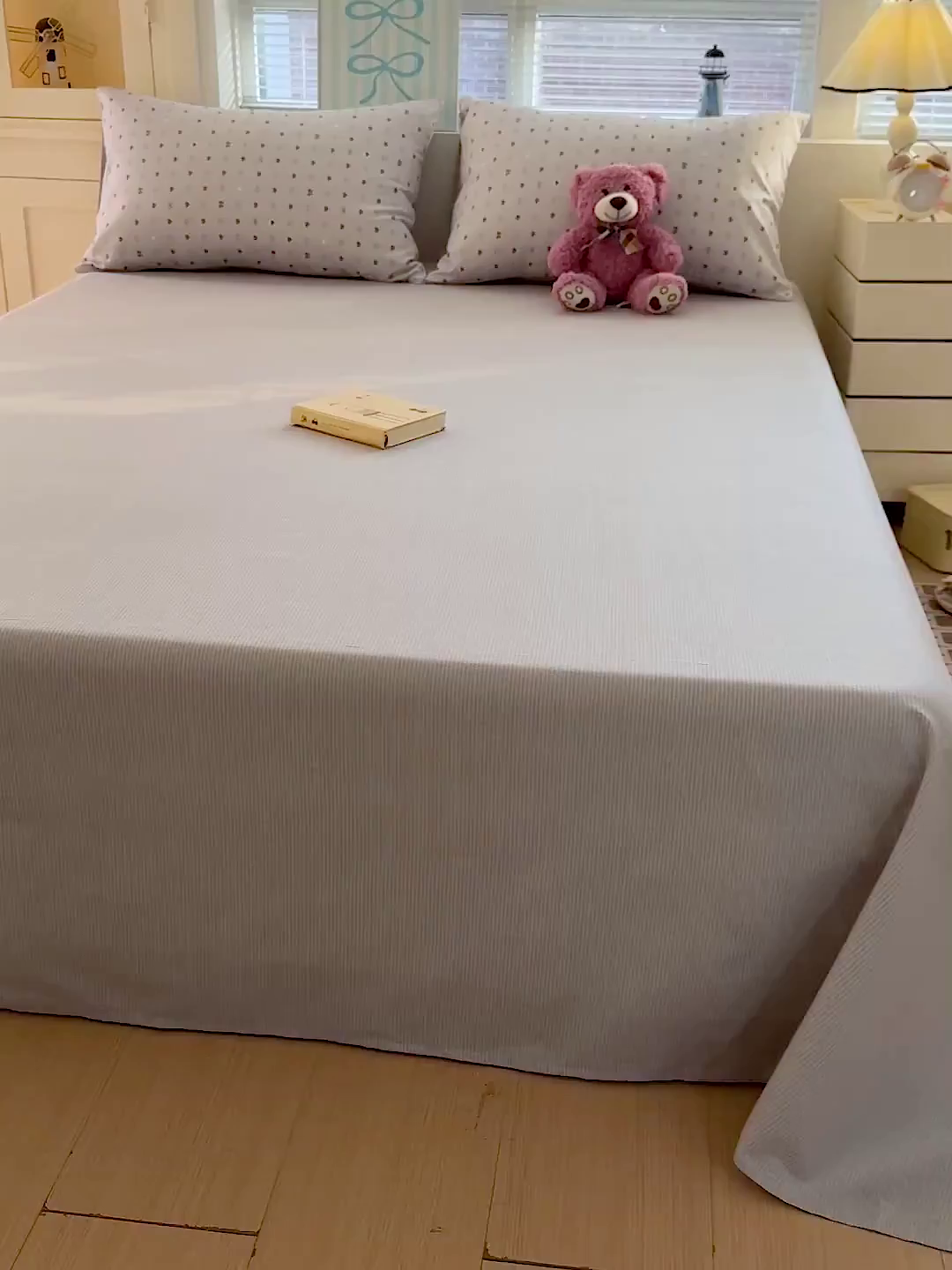 91家纺网 家纺一手货源 找家纺 名品家纺 2026新款100%纯棉床单系列 蓝灰条纹