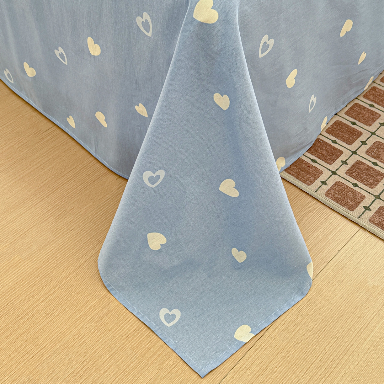 91家纺网 家纺一手货源 找家纺 名品家纺 2026新款100%纯棉床单系列 蓝色爱心