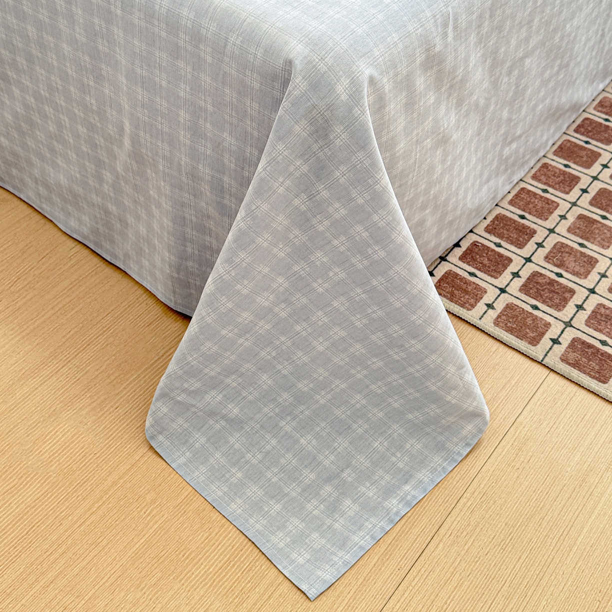 91家纺网 家纺一手货源 找家纺 名品家纺 2026新款100%纯棉床单系列 蓝色格纹