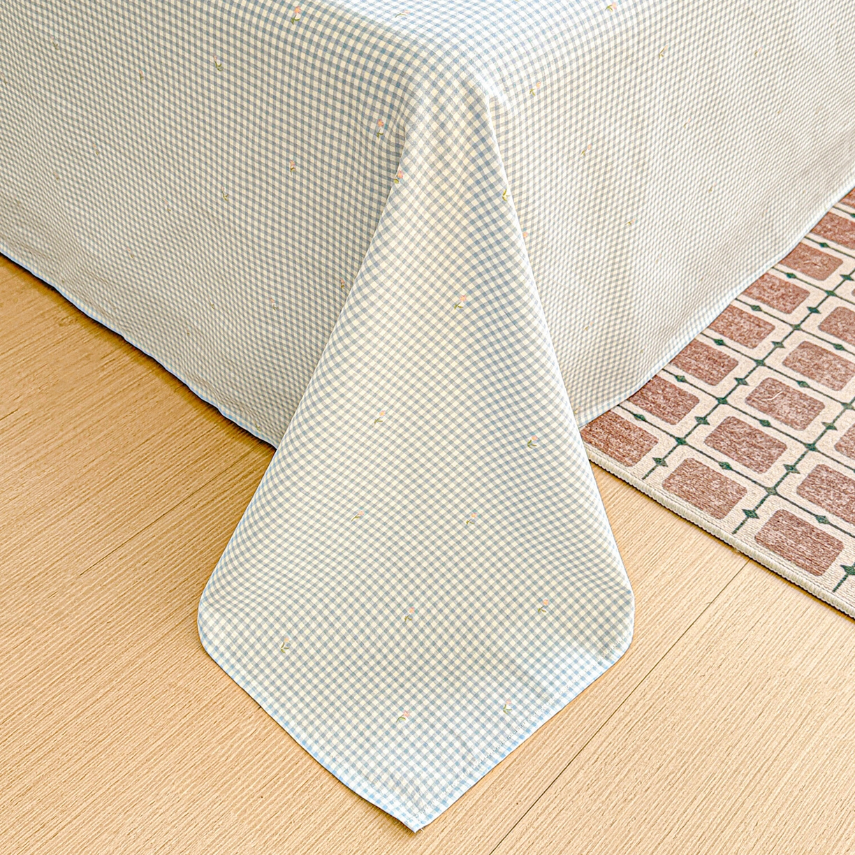 91家纺网 家纺一手货源 找家纺 名品家纺 2026新款100%纯棉床单系列 蓝色小格