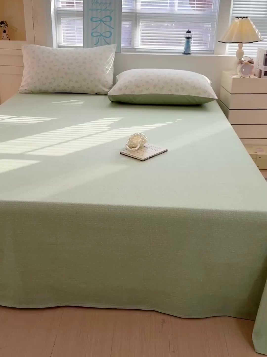 91家纺网 家纺一手货源 找家纺 名品家纺 2026新款100%纯棉床单系列 绿色麦穗