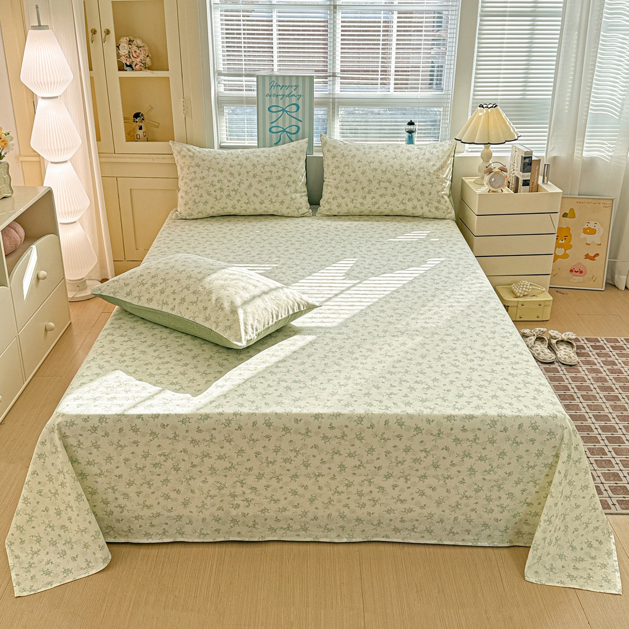 名品家纺 2026新款100%纯棉床单系列 清清文絮