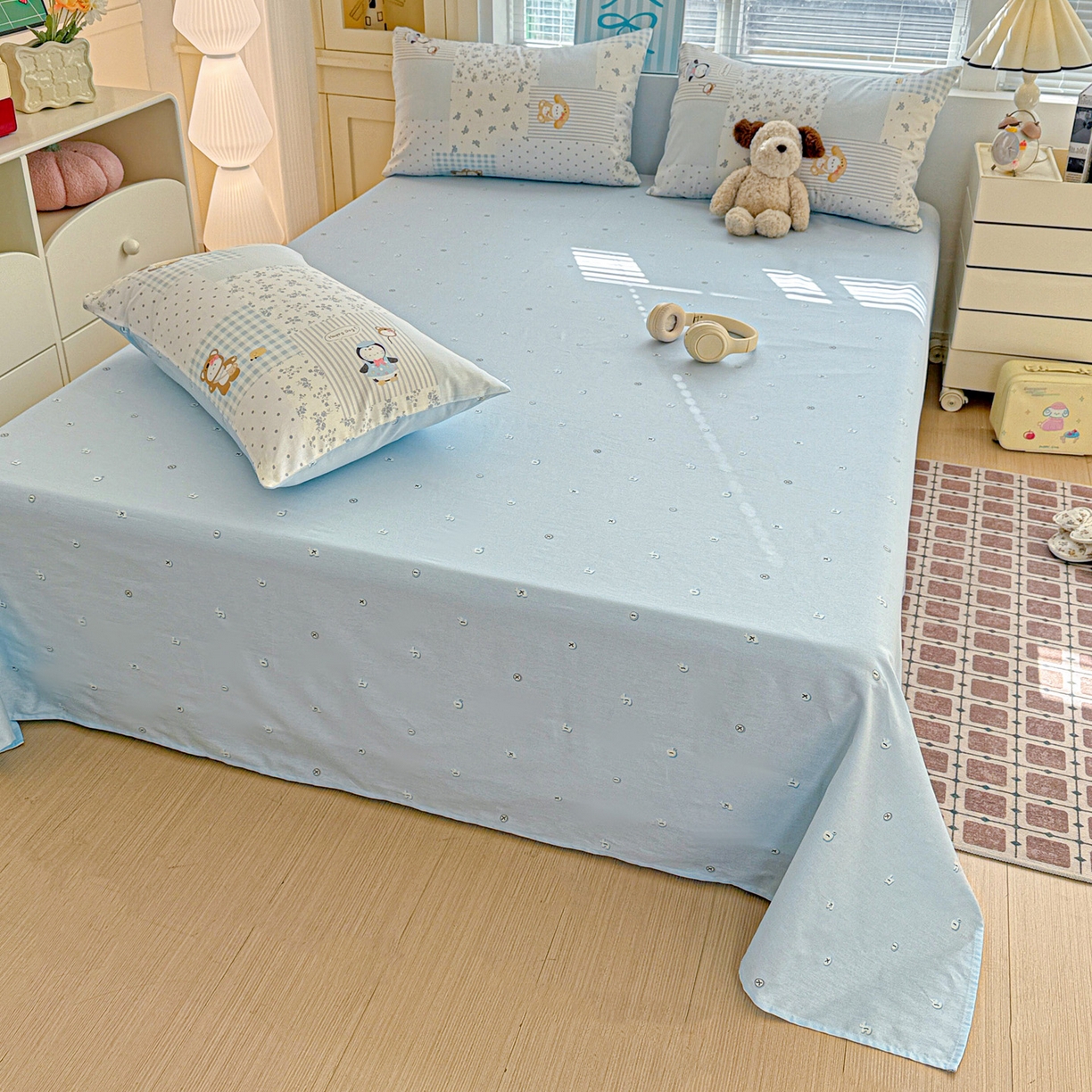 91家纺网 家纺一手货源 找家纺 名品家纺 2026新款100%纯棉床单系列 童话拼贴