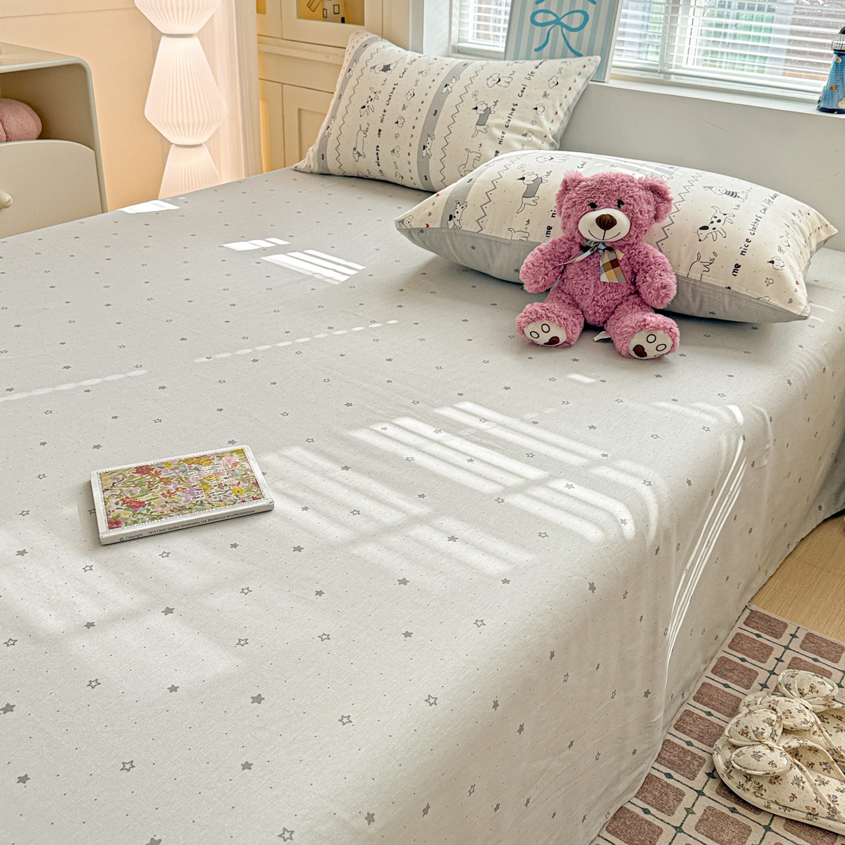 91家纺网 家纺一手货源 找家纺 名品家纺 2026新款100%纯棉床单系列 线条小狗