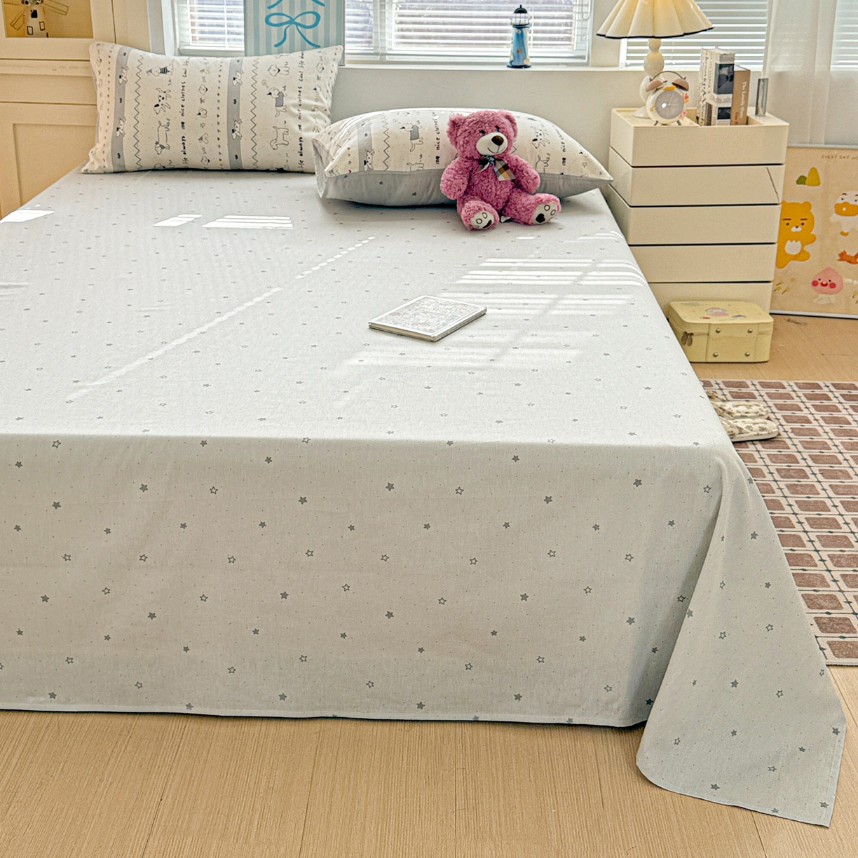 91家纺网 家纺一手货源 找家纺 名品家纺 2026新款100%纯棉床单系列 线条小狗