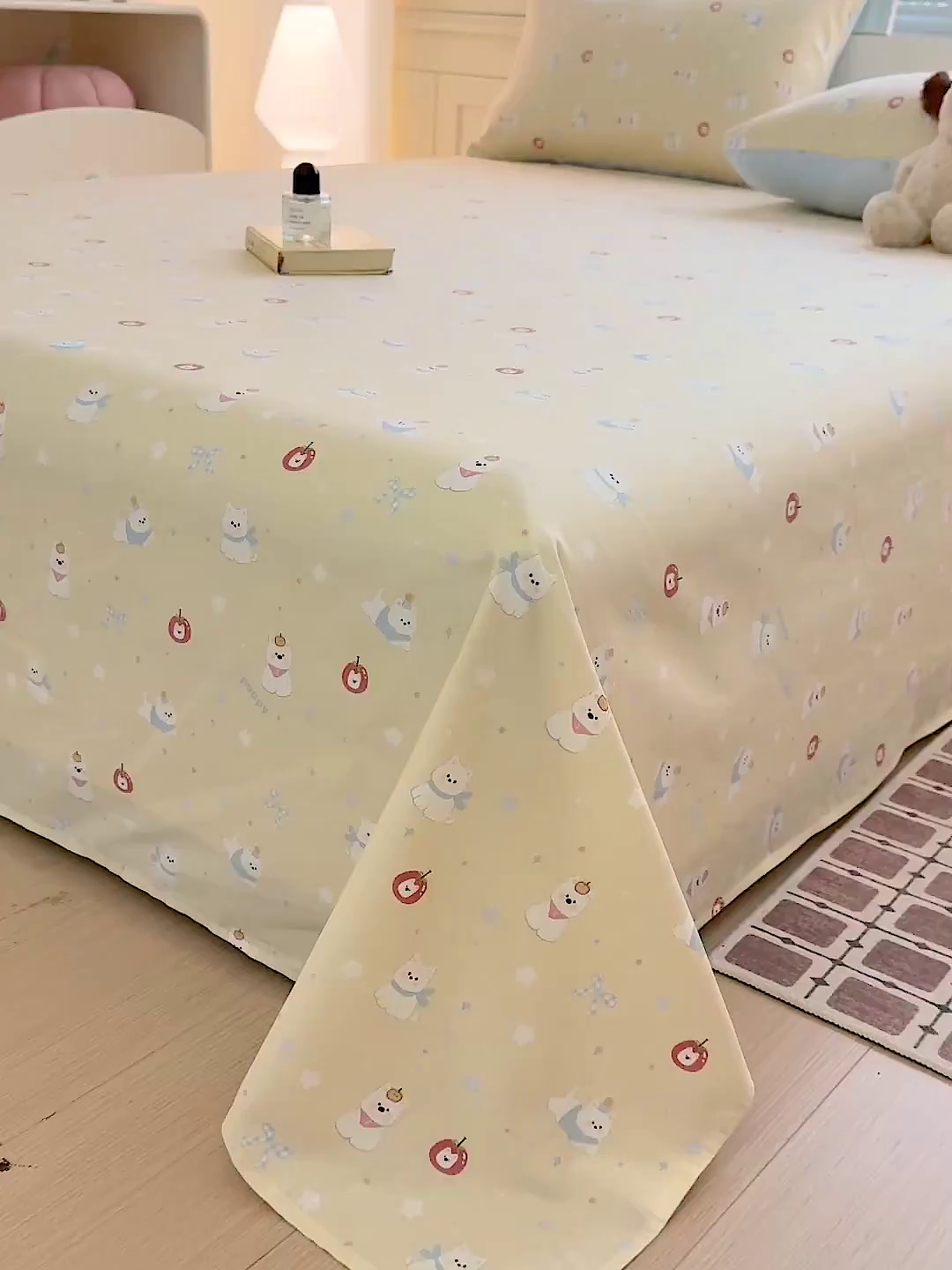 91家纺网 家纺一手货源 找家纺 名品家纺 2026新款100%纯棉床单系列 星愿汪汪