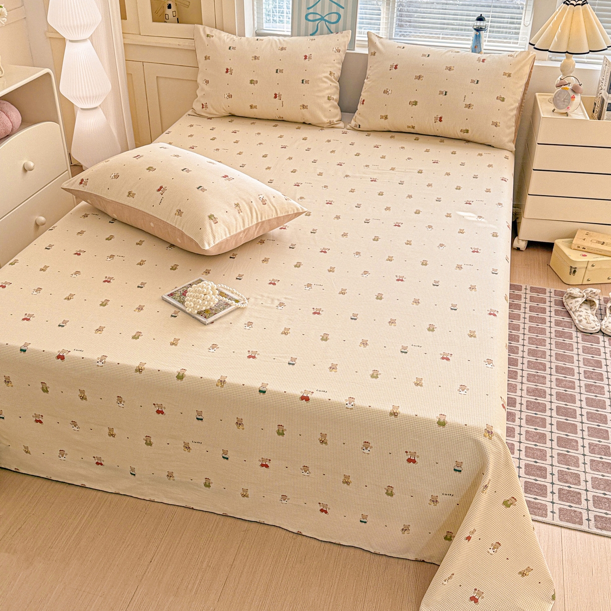 91家纺网 家纺一手货源 找家纺 名品家纺 2026新款100%纯棉床单系列 爪爪家族