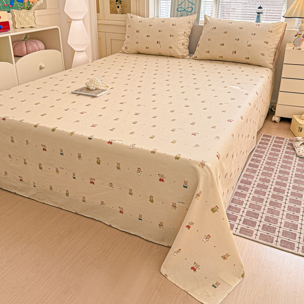 91家纺网 家纺一手货源 找家纺 名品家纺 2026新款100%纯棉床单系列 爪爪家族