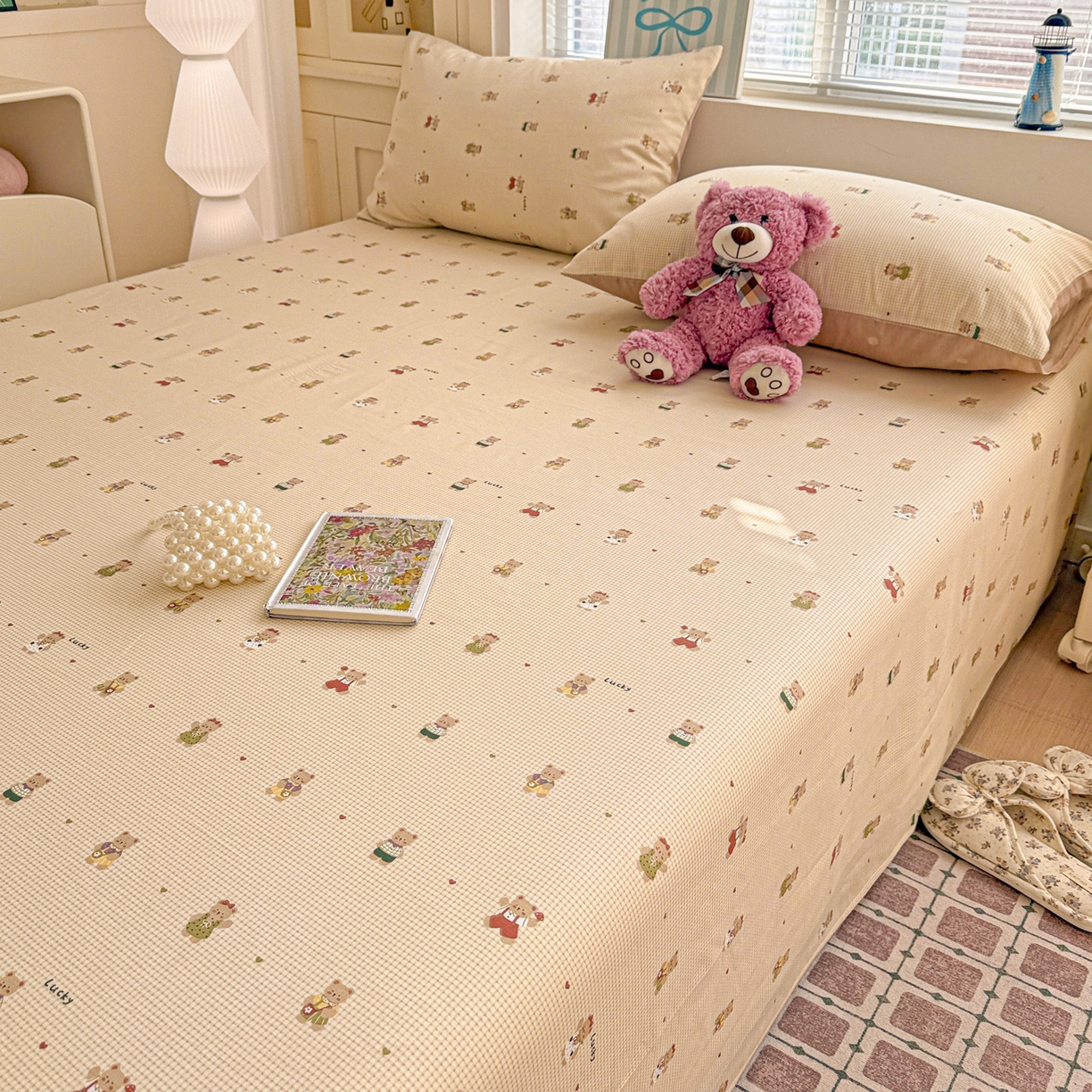 91家纺网 家纺一手货源 找家纺 名品家纺 2026新款100%纯棉床单系列 爪爪家族