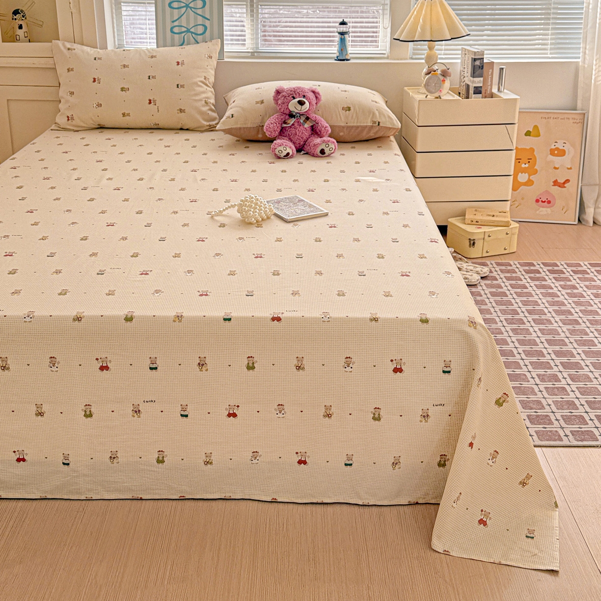 91家纺网 家纺一手货源 找家纺 名品家纺 2026新款100%纯棉床单系列 爪爪家族