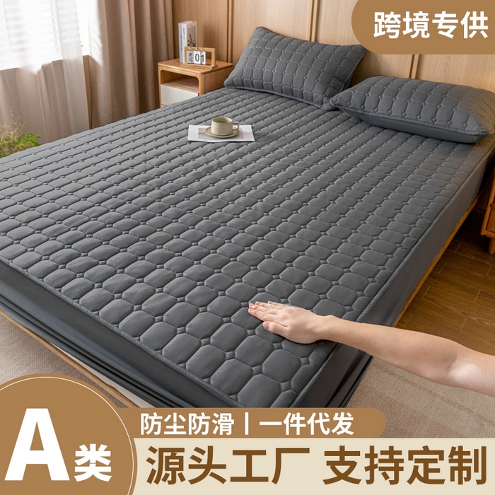 91家纺网 家纺一手货源 找家纺 (总) 宇淳 2026跨境外贸水洗棉夹棉单件床签床垫保护套四季通用防滑床罩梦思床垫保护罩三件套非全棉