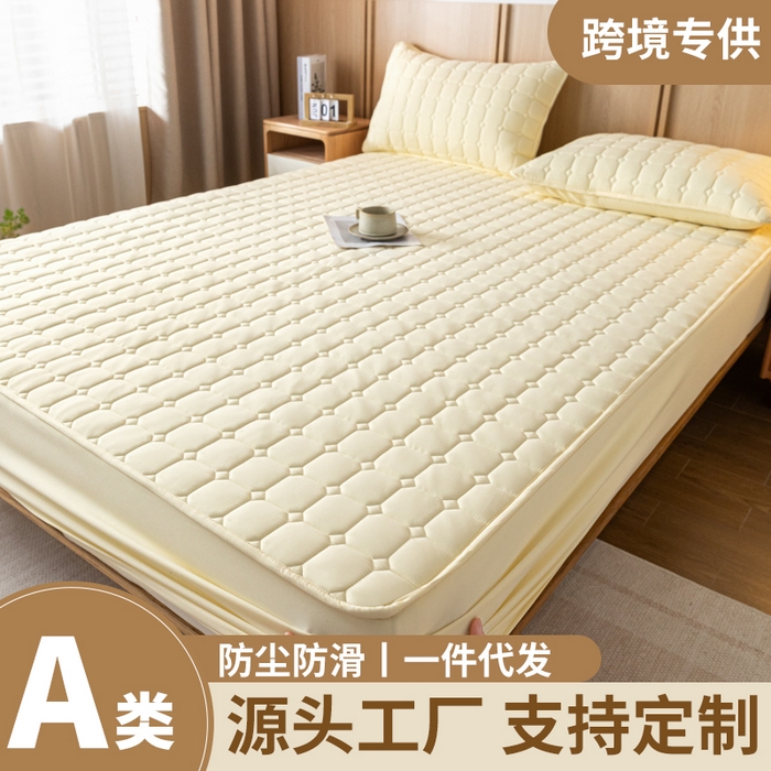 91家纺网 家纺一手货源 找家纺 (总) 宇淳 2026跨境外贸水洗棉夹棉单件床签床垫保护套四季通用防滑床罩梦思床垫保护罩三件套非全棉