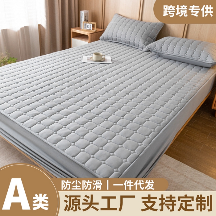 91家纺网 家纺一手货源 找家纺 (总) 宇淳 2026跨境外贸水洗棉夹棉单件床签床垫保护套四季通用防滑床罩梦思床垫保护罩三件套非全棉