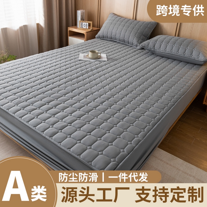 91家纺网 家纺一手货源 找家纺 (总) 宇淳 2026跨境外贸水洗棉夹棉单件床签床垫保护套四季通用防滑床罩梦思床垫保护罩三件套非全棉