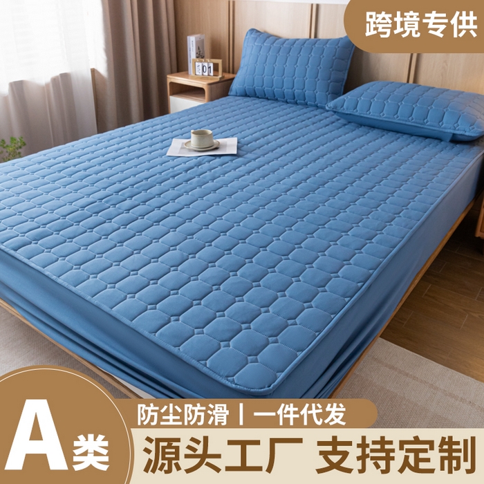 91家纺网 家纺一手货源 找家纺 (总) 宇淳 2026跨境外贸水洗棉夹棉单件床签床垫保护套四季通用防滑床罩梦思床垫保护罩三件套非全棉