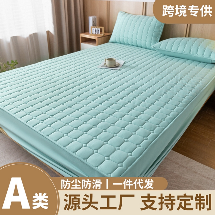 91家纺网 家纺一手货源 找家纺 (总) 宇淳 2026跨境外贸水洗棉夹棉单件床签床垫保护套四季通用防滑床罩梦思床垫保护罩三件套非全棉