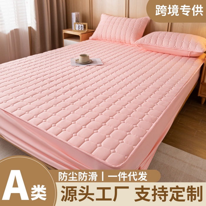 91家纺网 家纺一手货源 找家纺 (总) 宇淳 2026跨境外贸水洗棉夹棉单件床签床垫保护套四季通用防滑床罩梦思床垫保护罩三件套非全棉