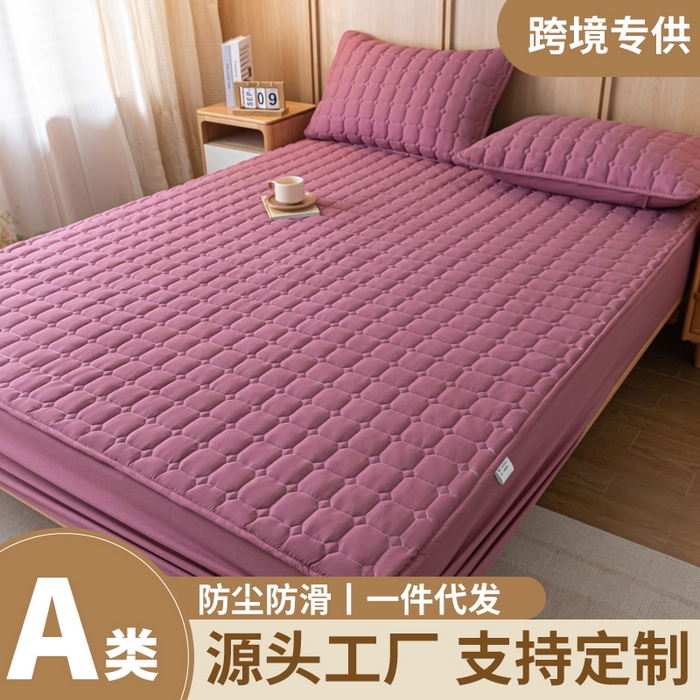 91家纺网 家纺一手货源 找家纺 (总) 宇淳 2026跨境外贸水洗棉夹棉单件床签床垫保护套四季通用防滑床罩梦思床垫保护罩三件套非全棉