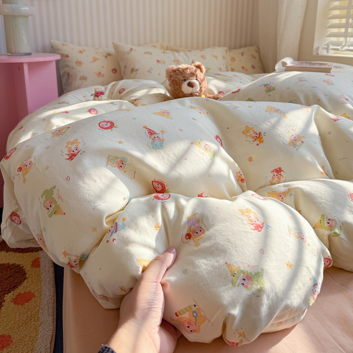 91家纺网 家纺一手货源 找家纺 （总）麦伦家居 2026春夏新品全棉有氧双层纱印花系列简约款四件套