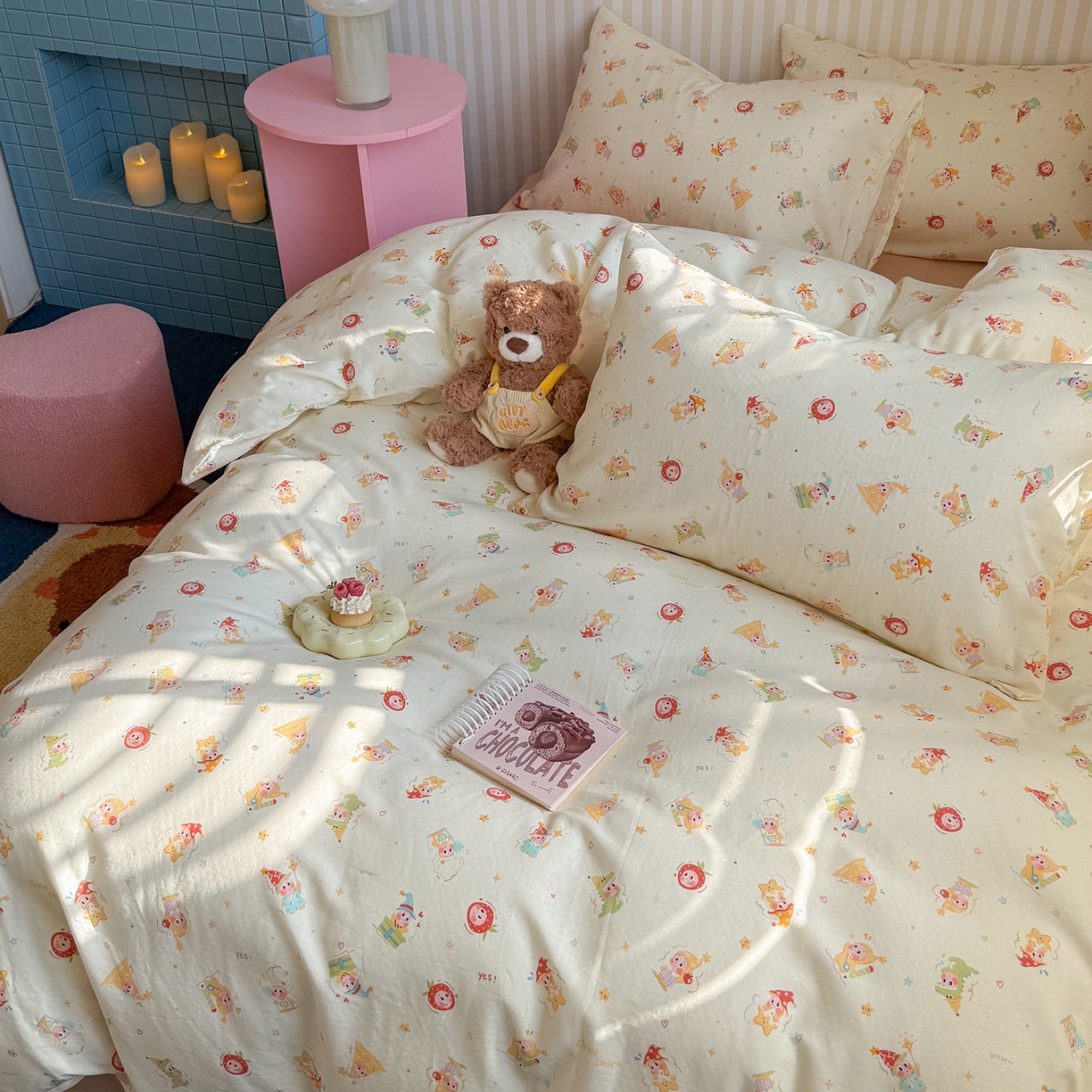 91家纺网 家纺一手货源 找家纺 （总）麦伦家居 2026春夏新品全棉有氧双层纱印花系列简约款四件套