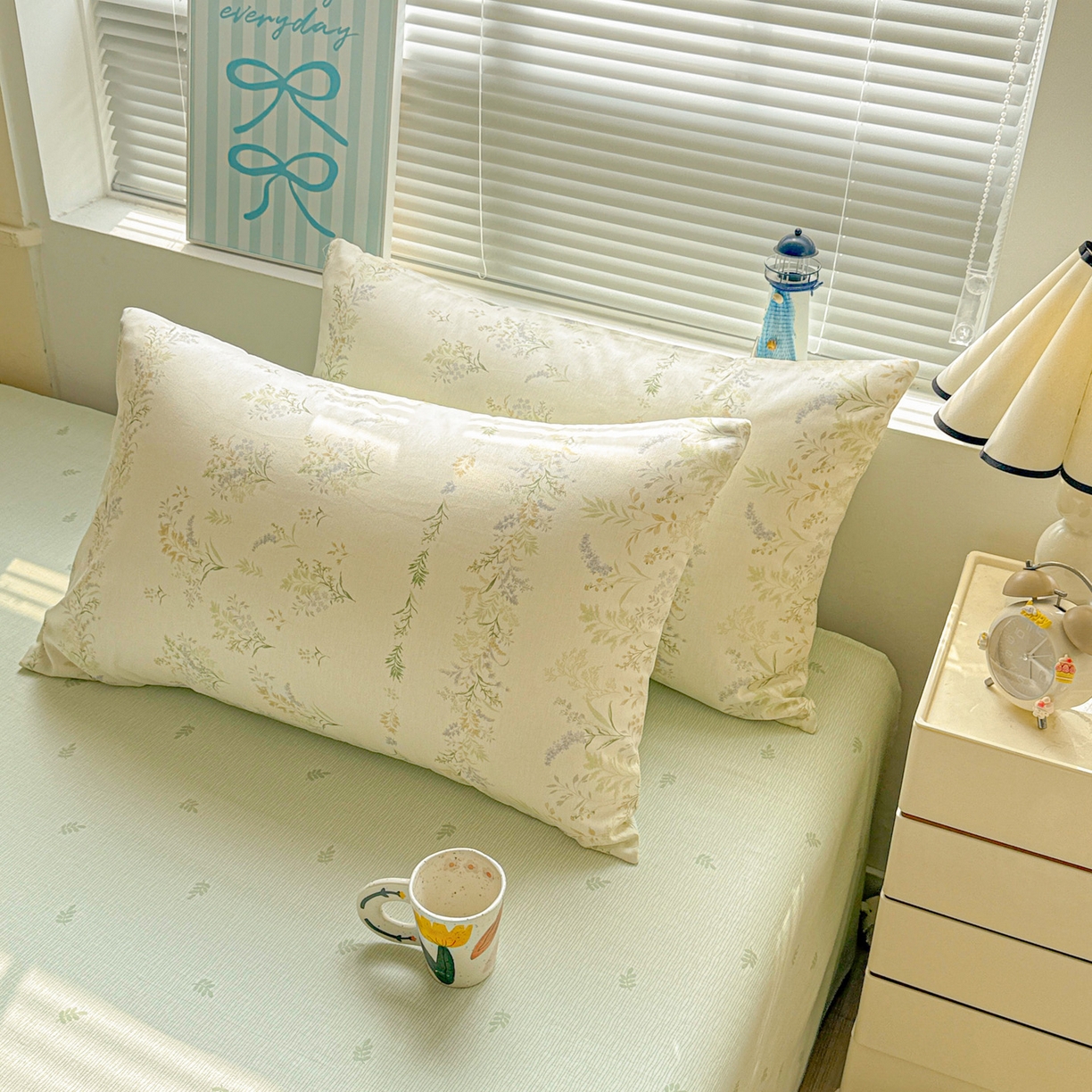 91家纺网 家纺一手货源 找家纺 名品家纺 2026新款100%纯棉枕套系列 春野絮语