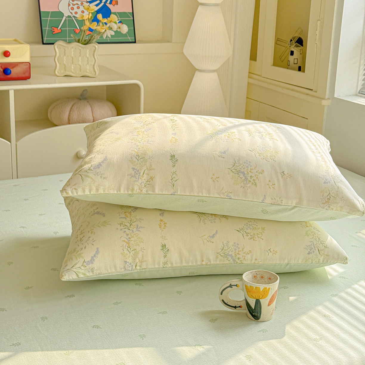 91家纺网 家纺一手货源 找家纺 名品家纺 2026新款100%纯棉枕套系列 春野絮语