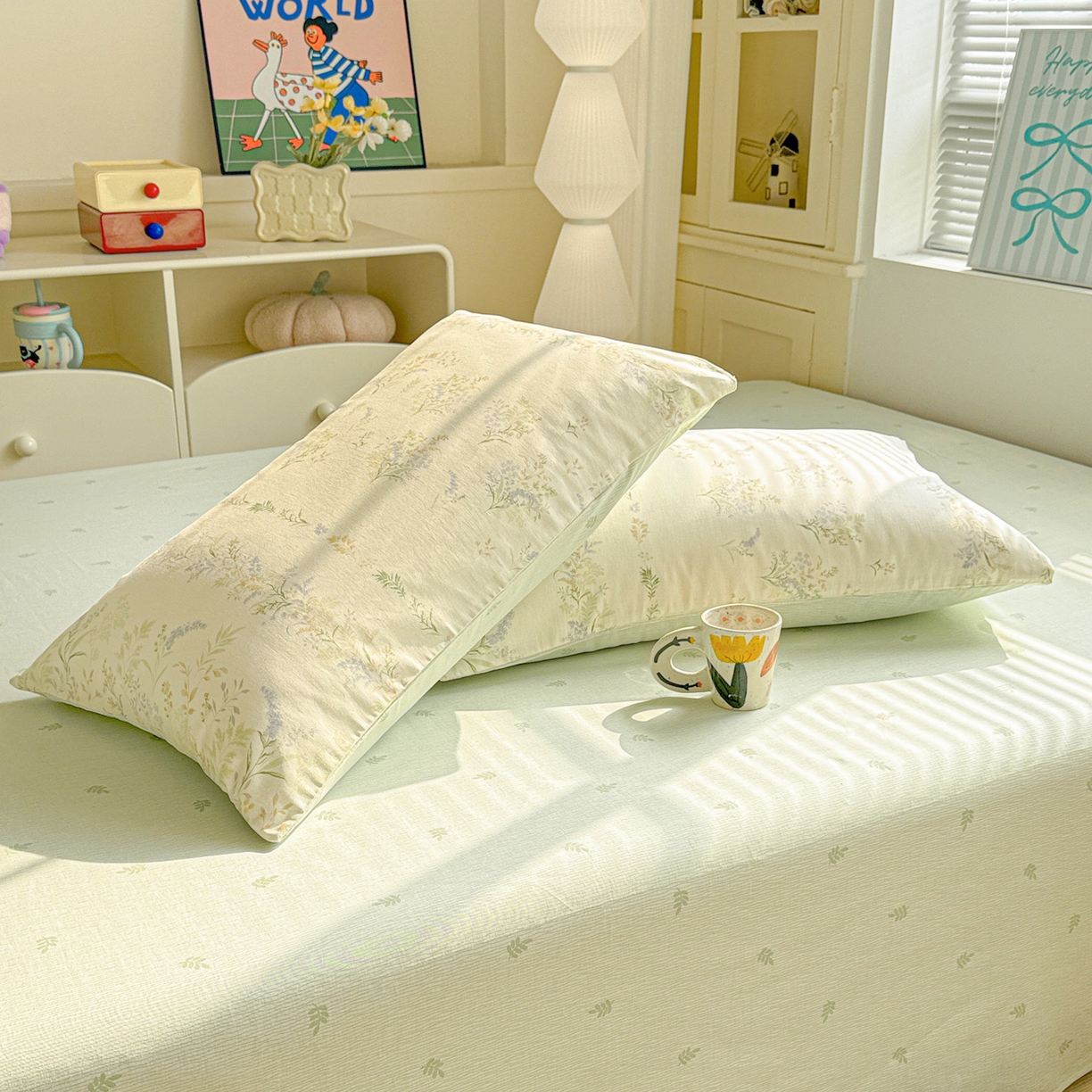 91家纺网 家纺一手货源 找家纺 名品家纺 2026新款100%纯棉枕套系列 春野絮语