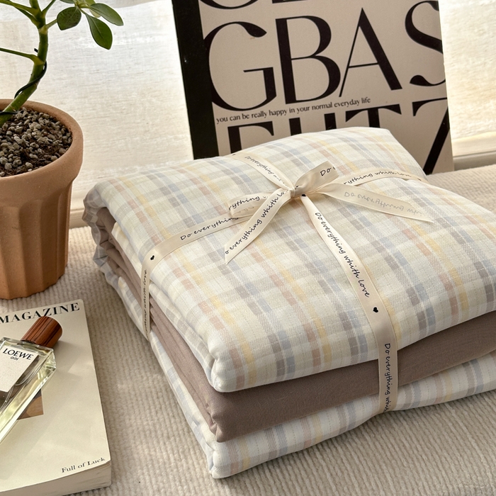 91家纺网 家纺一手货源 找家纺 （总）优彩 2025新款全棉双层纱四件套