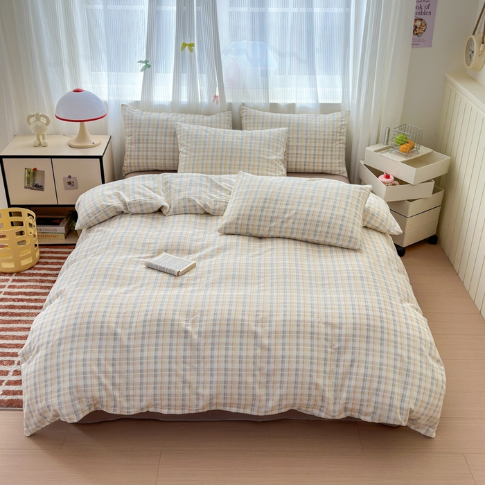 91家纺网 家纺一手货源 找家纺 （总）优彩 2025新款全棉双层纱四件套