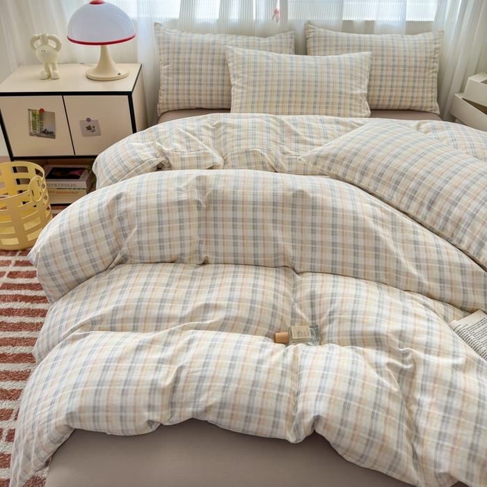 91家纺网 家纺一手货源 找家纺 （总）优彩 2025新款全棉双层纱四件套