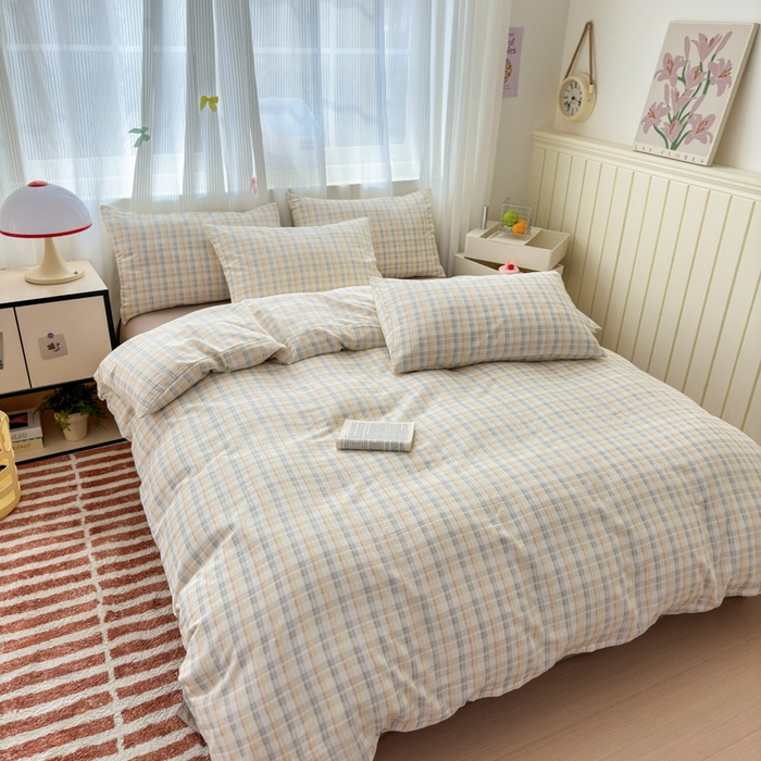 91家纺网 家纺一手货源 找家纺 （总）优彩 2025新款全棉双层纱四件套