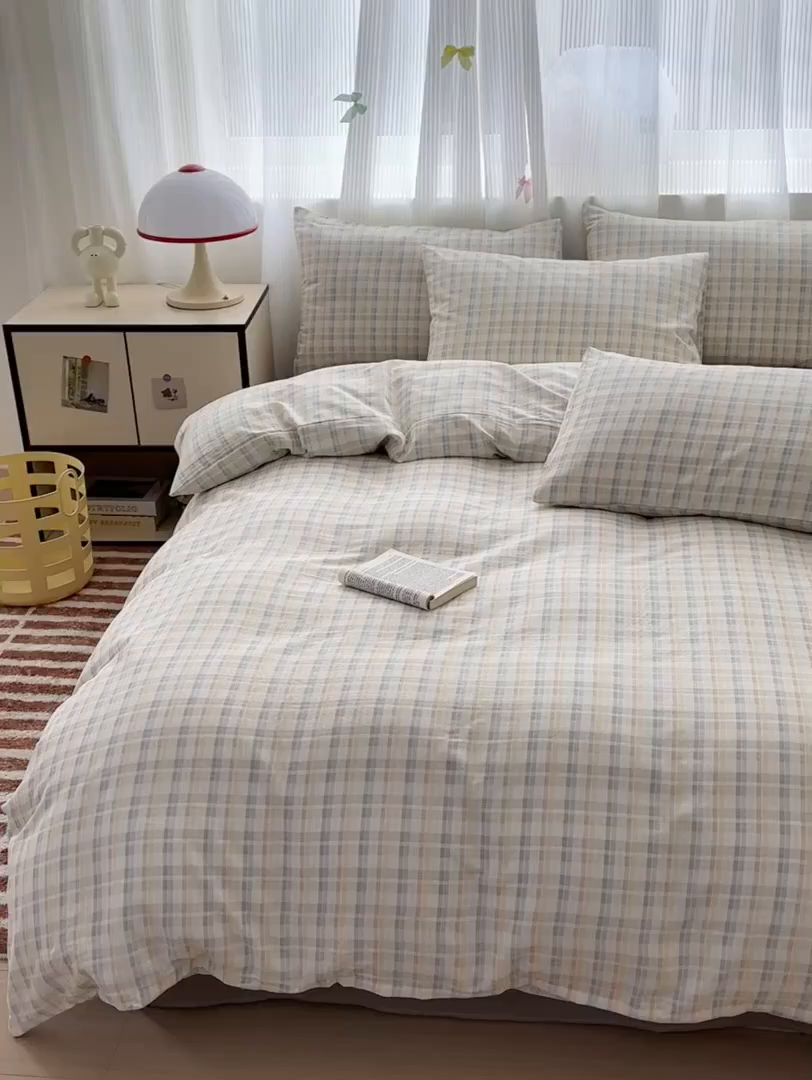 91家纺网 家纺一手货源 找家纺 （总）优彩 2025新款全棉双层纱四件套