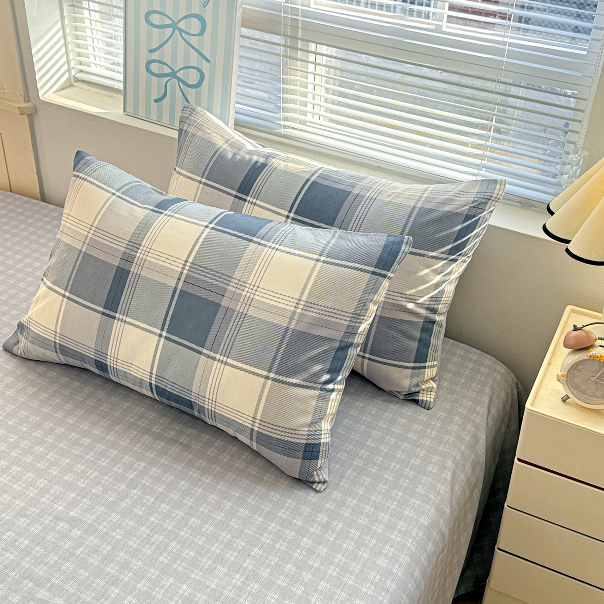 91家纺网 家纺一手货源 找家纺 名品家纺 2026新款100%纯棉枕套系列 蓝格梦境