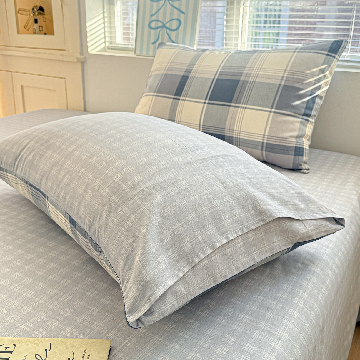 91家纺网 家纺一手货源 找家纺 名品家纺 2026新款100%纯棉枕套系列 蓝格梦境