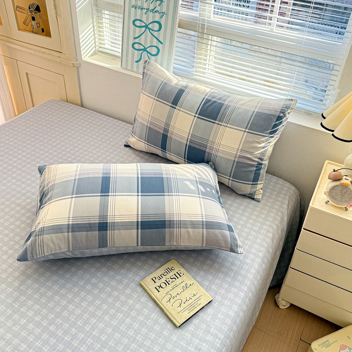 91家纺网 家纺一手货源 找家纺 名品家纺 2026新款100%纯棉枕套系列 蓝格梦境